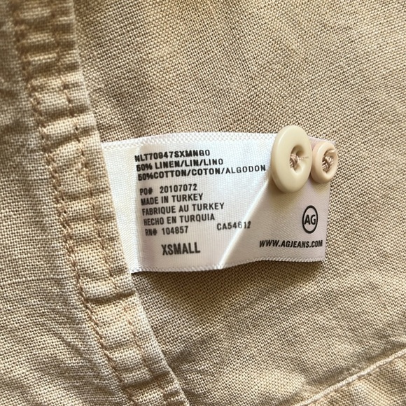 Adriano Goldschmied Cotton & Linen Short Sleeve Camp Shirt in Tan / Beige - Picture 7 of 10